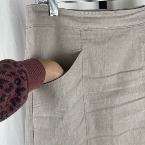 Ann Taylor Linen Blend Pencil Straight Skirt Light Tan 6 - Picture 3 of 9